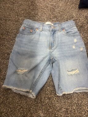 Boys Levi Light Blue Distressed Denim Cutoff Shorts